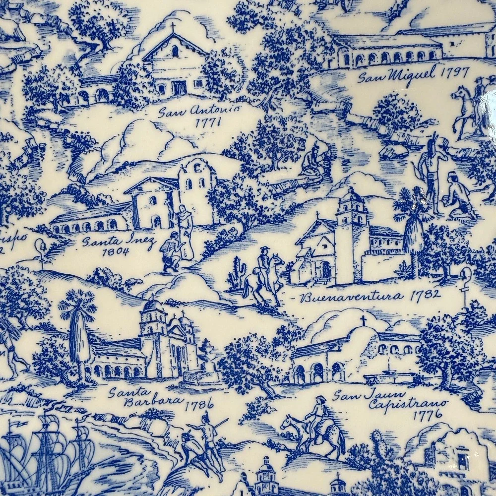 Vernon Kilns El Camino Real California Missions Plate Annette Honeywell Blue